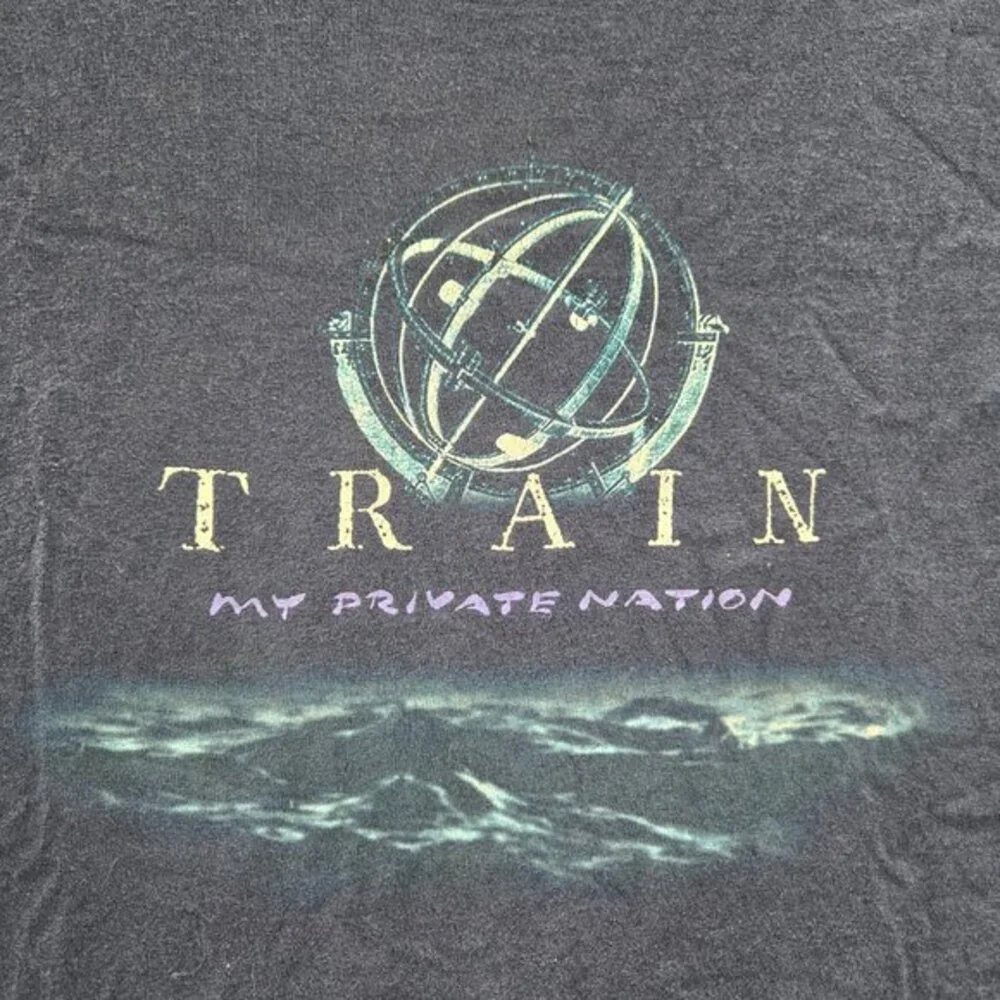 VINTAGE Train Men Shirt XL Blue My‎ Private Nation Tour 2004 Concert Tee